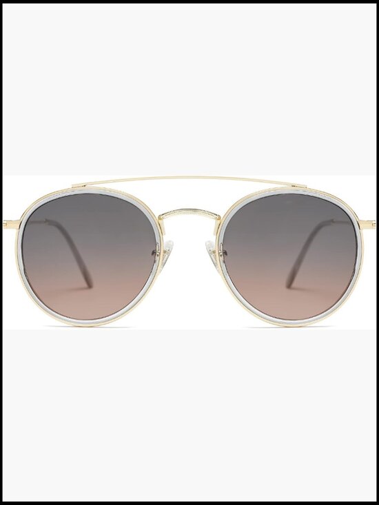 Retro Round Polarized Sunglasses with Double Bridge, Metal Frame main image 6